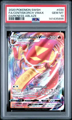 2020 POKEMON SWORD & SHIELD DARKNESS ABLAZE FULL ART/CENTISKORCH VMAX PSA 10 - Image 1