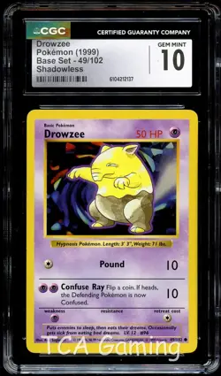 CGC 10 GEM MINT Drowzee 49/102 SHADOWLESS Base Set Pokemon Card 137 - Image 1