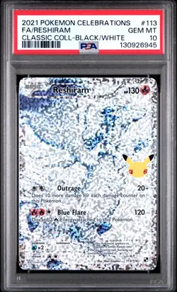 Pokemon Reshiram 113/114 Celebrations: Classic Collection PSA 10 GEM MINT - Image 1