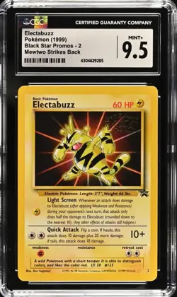 Electabuzz # 2 WB Movie WOTC Black Star PROMO Pokemon Card CGC 9.5 Mint+ - Image 1