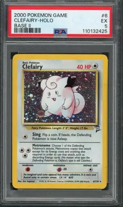 Pokemon PSA 5 EX Base Set 2 Holo Clefairy 6/130 - Image 1