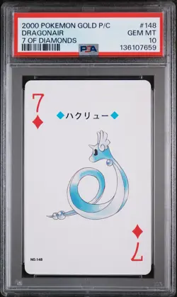2000 POKEMON GOLD VERSION PLAYING CARDS 7 OF DIAMONDS #148 DRAGONAIR PSA 10 - Image 1