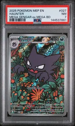 2025 POKEMON MEP PROMO GENGAR EX MEGA BATTLE DECK #027 HAUNTER PSA 7 - Image 1