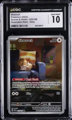 2023 POKEMON SCARLET & VIOLET ILLUSTRATION RARE HOLO #222 SKWOVET CGC 10 - Image 1