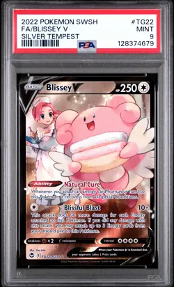 2022 POKEMON SWORD & SHIELD SILVER TEMPEST #TG22 FULL ART/BLISSEY V PSA 9 - Image 1