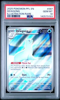 9193 Dewgong 2025 Pokemon Phantasmal Flames #97 Illustration Rare PSA 10 - Image 1
