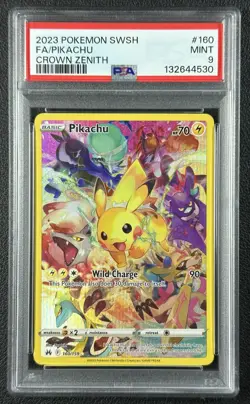PIKACHU PSA 9 2023 POKEMON SWORD & SHIELD CROWN ZENITH #160/159 FULL ART FA 530 - Image 1