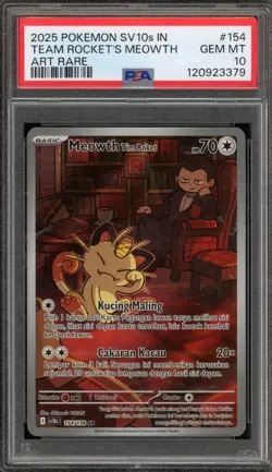 Pokemon Team Rocket's Meowth Glory/Team Rocket INDONESIAN Art Rare #154 PSA 10 - Image 1