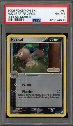 Pokemon Nuzleaf EX Legend Maker Reverse Holo #41 PSA 8 - Image 1