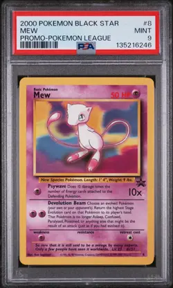 2000 POKEMON PROMO BLACK STAR POKEMON LEAGUE #8 MEW PSA 9 - Image 1