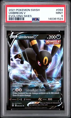 2021 POKEMON SWORD & SHIELD EVOLVING SKIES #094 UMBREON V PSA 9 - Image 1