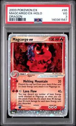 2003 POKEMON EX DRAGON #95 MAGCARGO EX-HOLO PSA 3 - Image 1