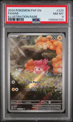 2024 POKEMON PAF EN-PALDEAN FATES ILLUSTRATION RARE #226 PAWMI PSA 8 - Image 1