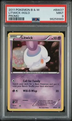 2011 POKEMON B&W PROMO #BW27 LITWICK-HOLO PSA 9 - Image 1