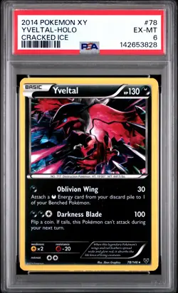 2014 POKEMON XY CRACKED ICE #78 YVELTAL-HOLO PSA 6 - Image 1