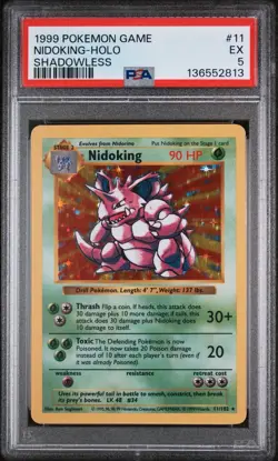 1999 POKEMON BASE SET SHADOWLESS #11 NIDOKING-HOLO PSA 5 - Image 1