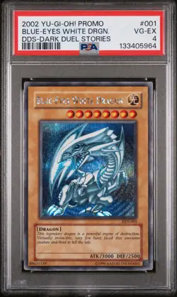 2002 YU-GI-OH! PROMO DDS-DARK DUEL STORIES #001 BLUE-EYES WHITE DRAGON PSA 4 - Image 1