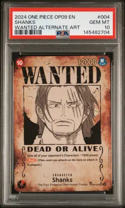2024 ONE PIECE OP09-EMPERORS IN THE NEW WORLD WANTED ALTERNATE ART SHANKS PSA 10 - Image 1