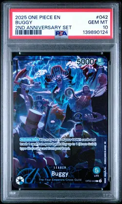 2025 ONE PIECE ENGLISH VERSION 2ND ANNIVERSARY SET #042 BUGGY PSA 10 - Image 1