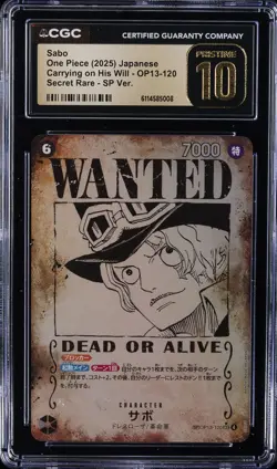 2025 ONE PIECE JAPANESE CARRYING ON HIS WILL SR #OP13-120 SABO CGC 10 PRISTINE - Image 1