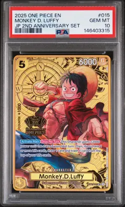 2025 ONE PIECE JAPANESE 2ND ANNIVERSARY SET #015 MONKEY D. LUFFY PSA 10 - Image 1