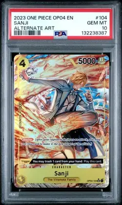 2023 SANJI One Piece Kingdom of Intrigue Alt Art OP04-104 PSA 10 GEM MINT - Image 1