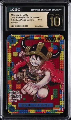 2025 ONE PIECE PC: ONE PIECE DAY'25 JPN PROMO MONKEY D. LUFFY CGC 10 PRISTINE - Image 1