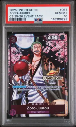 2025 ONE PIECE CHAMPIONSHIP 2025-26 EVENT PACK #067 ZORO-JUUROU PSA 10 - Image 1