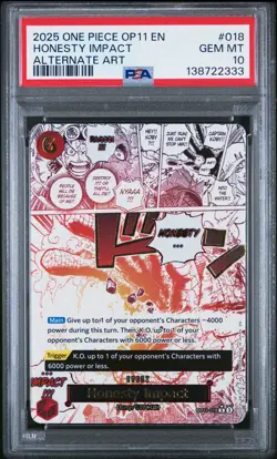 2025 ONE PIECE OP11-A FIST OF DIVINE SPEED ALTERNATE ART HONESTY IMPACT PSA 10 - Image 1