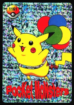 Pikachu 1161 Holo Prism Vending Pocket Monsters Sticker Card Machop 1179 - Image 1