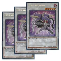 Yugioh Junk Warrior x 3 1st Edition Secret Rare Chibi Artwork NM Free Holo Card - Image 1