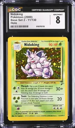 CGC 8 Nidoking 2000 Base Set 2 11/130 Holo Pokemon Card - Image 1