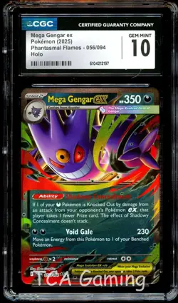 CGC 10 GEM MINT Mega Gengar Ex 056/094 HOLO Phantasmal Flames Pokemon Card 197 - Image 1