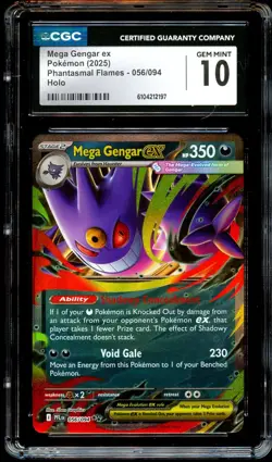 CGC 10 GEM MINT Mega Gengar Ex 056/094 HOLO Phantasmal Flames Pokemon Card 197 - Image 2