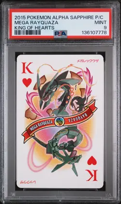 2015 POKEMON ALPHA SAPPHIRE PLAYING CARDS KING OF HEARTS MEGA RAYQUAZA PSA 9 - Image 1