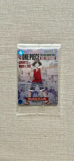 Monkey.D.Luffy College Basketball US Voyage One Piece Promotion card + poster - Image 1