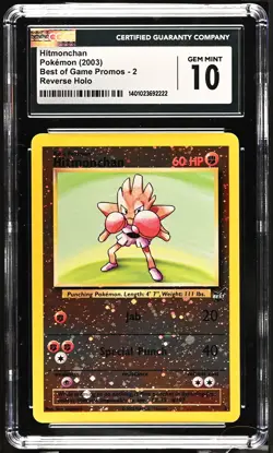 CGC 10 GEM MINT Hitmonchan 2 REVERSE HOLO Best Of Game Promos Pokemon Card 222 - Image 1