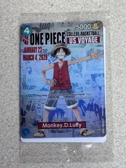 One Piece Monkey D. Luffy US Voyage College Basketball Promo Card (Sealed) - Image 1