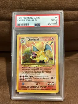 1999 Pokemon TCG Game Base Set Unlimited Charizard Holo Card #4 PSA 2 Good - Image 1
