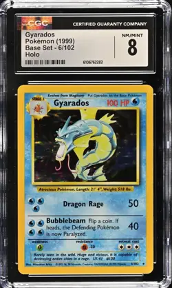 CGC 8 Gyarados 1999 Base Set 6/102 Holo Pokemon Card - Image 1