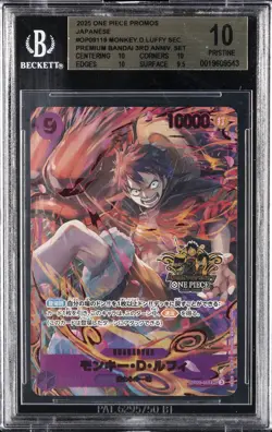 2025 ONE PIECE JPN PROMO CARDS BANDAI 3RD ANNIV #OP09119 MONKEY D. LUFFY BGS 10 - Image 1