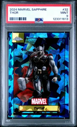 2024 TOPPS CHROME MARVEL SAPPHIRE ED #32 THOR PSA 9 - Image 1