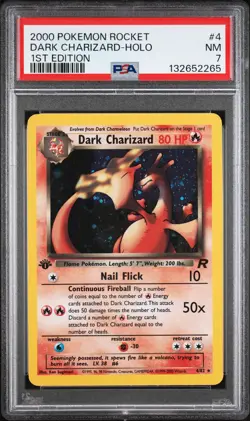 2265 Dark Charizard 2000 Pokemon Team Rocket First Edition #4 Holo PSA 7 - Image 1