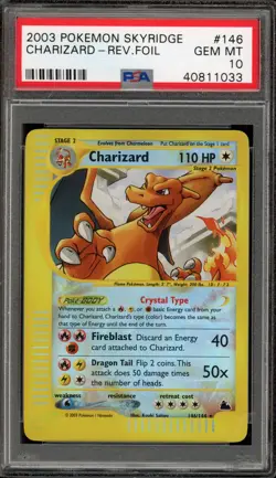 Pokemon Charizard Skyridge Crystal Reverse Holo Secret Rare #146 PSA 10 Gem Mint - Image 1