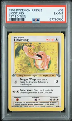 1999 POKEMON JUNGLE 1ST EDITION #38 LICKITUNG PSA 6 - Image 1