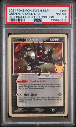 2021 POKEMON SWSH BLACK STAR PROMO #144 GRENINJA-GOLD STAR PSA 8 - Image 1