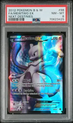 2012 POKEMON BLACK & WHITE NEXT DESTINIES #98 FULL ART/MEWTWO EX PSA 8 - Image 1