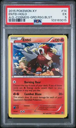 2015 POKEMON XY ANCIENT ORIGINS #14 ENTEI-HOLO PSA 5 - Image 1