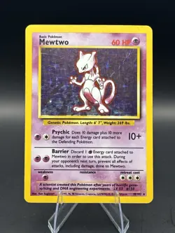 Pokemon TCG Mewtwo Holo Rare Card Base Set 10/102 Vintage 1999 - Image 1