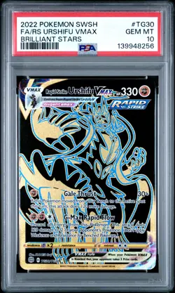 2022 POKEMON SWSH BRILLIANT STARS #TG30 FA/RAPID STRIKE URSHIFU VMAX PSA 10 - Image 1